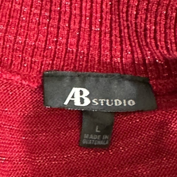 N. W.T. AB Studio sz lg cowl neck sweater red with a with matching belt - Picture 10 of 13